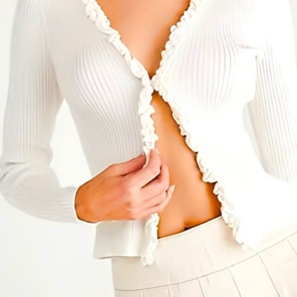 Free People Charlie Ruffled Knit In IVORY - Picture 11 of 16